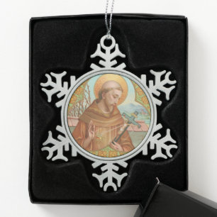 St. Franziskus von Assisi (BK 002) Schneeflocken Zinn-Ornament