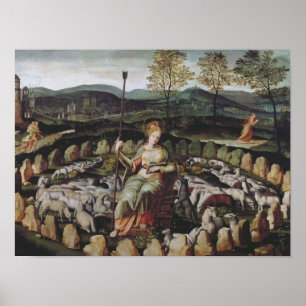 St. Genevieve, der ihre Menge schützt Poster