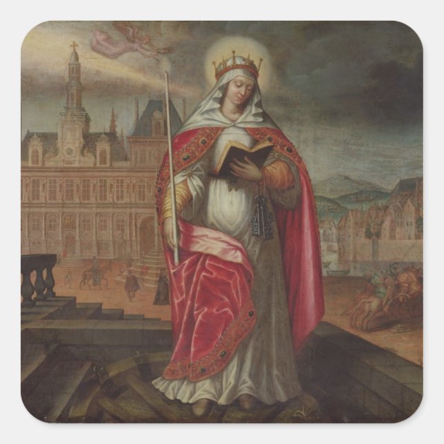 St. Genevieve Quadratischer Aufkleber (Vorderseite)