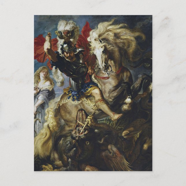 St. George Battles the Dragon by Peter Paul Rubens Postkarte (Vorderseite)