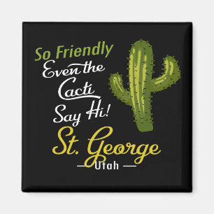 St George Cactus Funny Retro Magnet
