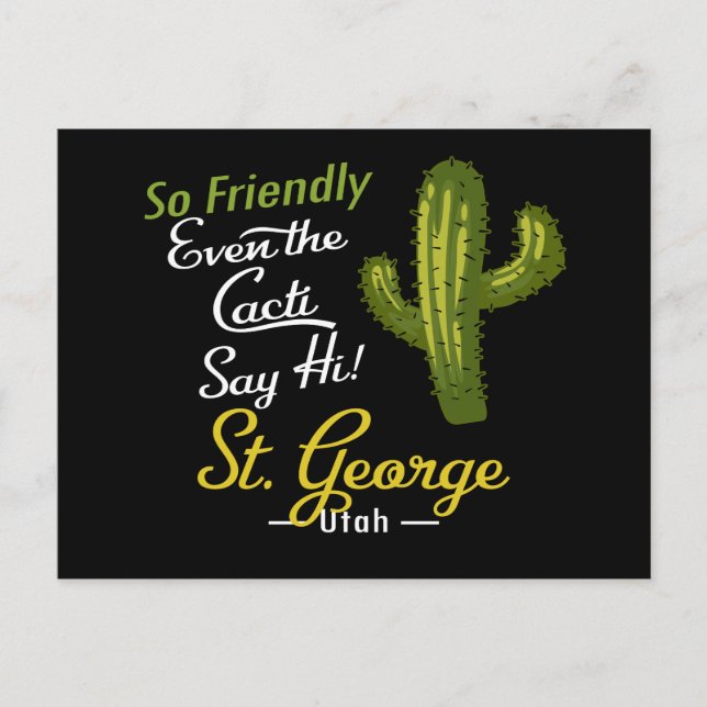 St George Cactus Funny Retro Postkarte (Vorderseite)