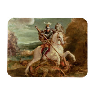 St George, das den Drachen, (Öl, tötet auf Platt Magnet