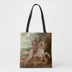St George, das den Drachen, (Öl, tötet auf Platt Tasche