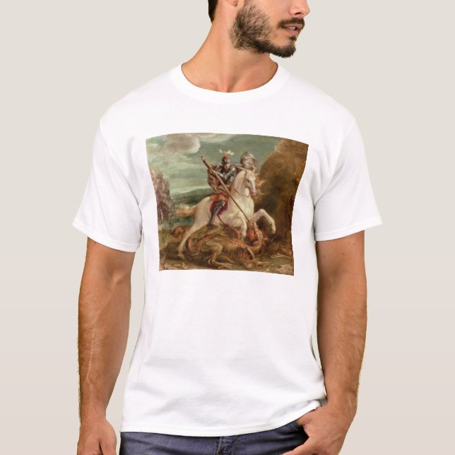 St George, das den Drachen, (Öl, tötet auf Platte) T-Shirt (Vorderseite)