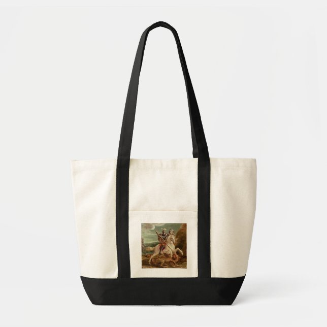 St George, das den Drachen, (Öl, tötet auf Platte) Tragetasche (Vorne)