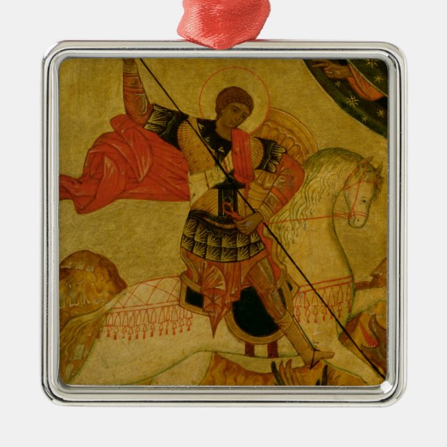 St George, das den Drachen tötet Ornament Aus Metall (Vorne)