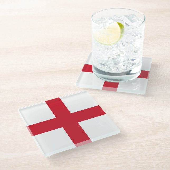 St. George ~ Flagge von England Glasuntersetzer (Schrägansicht)