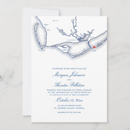 St. George Island FL Karte Elegant Navy Blue Weddi