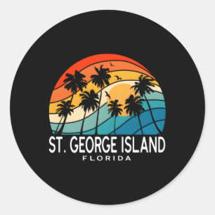 St George Island Florida Palm Tree Tropical Beach Runder Aufkleber