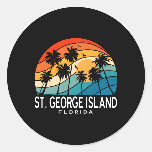 St George Island Florida Palm Tree Tropical Beach Runder Aufkleber (Vorderseite)