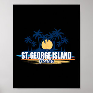 St George Island Florida Retro-Surfbord Poster