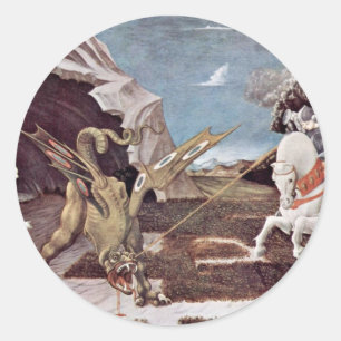 St. George kämpft gegen den Drachen von Uccello Pa Runder Aufkleber