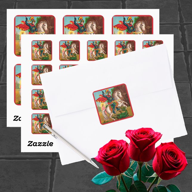St. George rettet die Prinzessin Quadratischer Aufkleber (Von Creator hochgeladen)