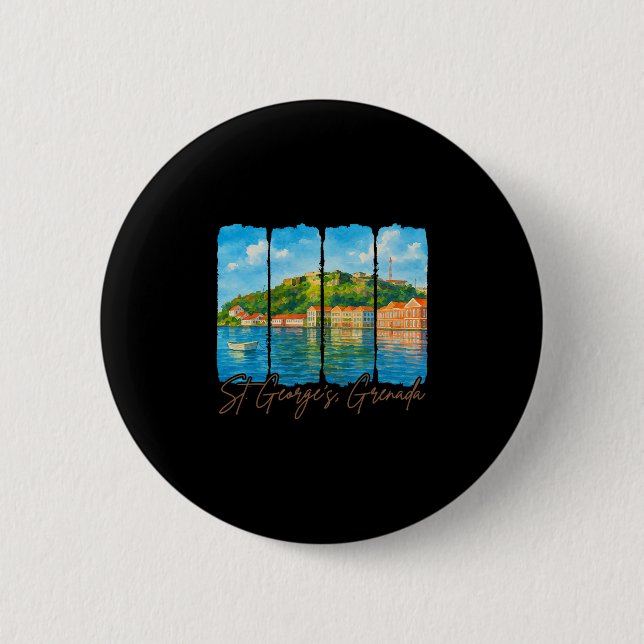 St. George’s Grenada Reisende Reise Pinselstrich S Button (Vorderseite)