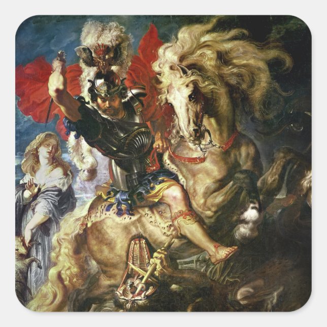 St. George und der Drache, c.1606 Quadratischer Aufkleber (Vorderseite)