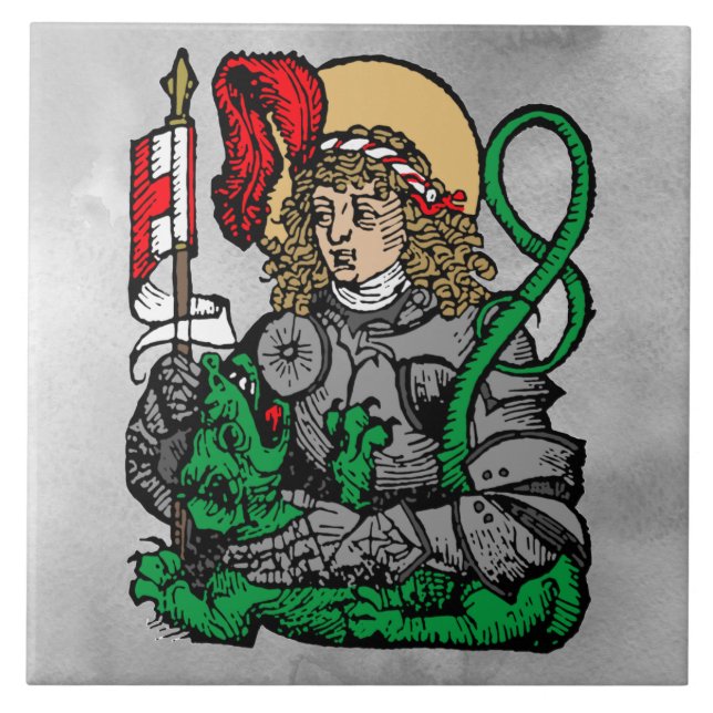 St. George und der Drache (Nürnberg) Keramik Tile Fliese (Vorderseite)
