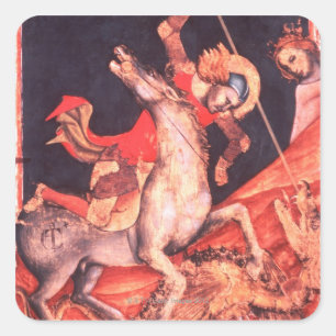 St. George und der Drache Quadratischer Aufkleber
