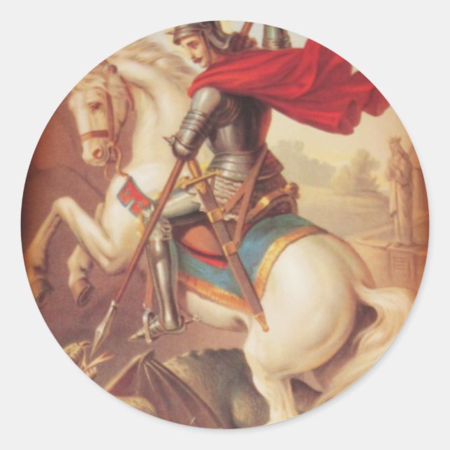 St. George und der Drache Runder Aufkleber (Vorderseite)
