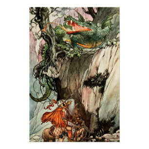 St George und der Drache von Charles Folkard Poster