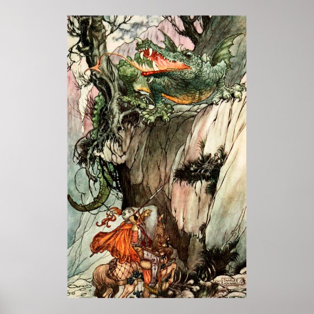St. George und der Drache von Charles Folkard Poster (Vorne)