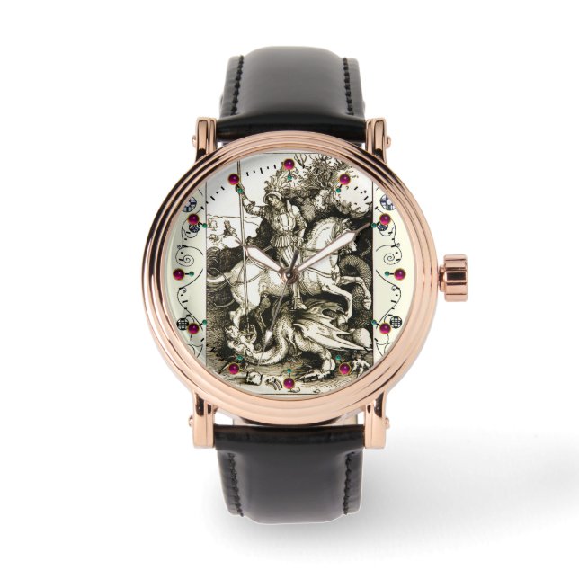 ST. GEORGE UND DRAGON , Schwarz-weiß Armbanduhr (Vorderseite)