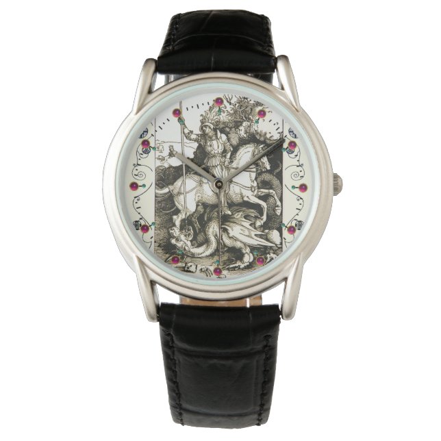 ST. GEORGE UND DRAGON , Schwarz-weiß Armbanduhr (Vorderseite)