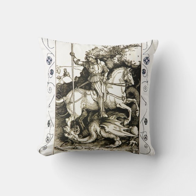 ST. GEORGE UND DRAGON , Schwarz-weiß Kissen (Vorderseite)