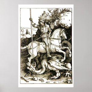 ST. GEORGE UND DRAGON , Schwarz-weiß Poster