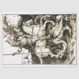 ST. GEORGE UND DRAGON , Schwarz-weiß Seidenpapier