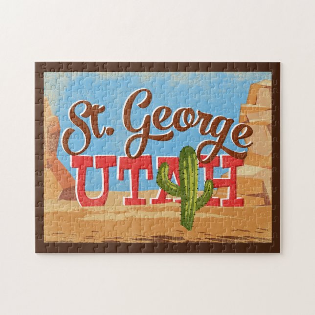 St George Utah Cartoon Desert Vintage Travel (Horizontal)