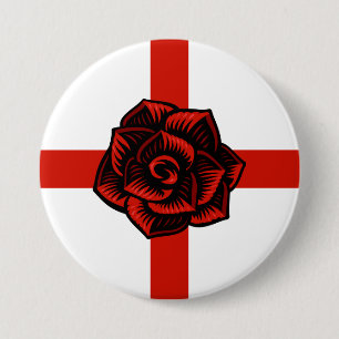 St. George's Day, England's Flag, Rote Rose Button