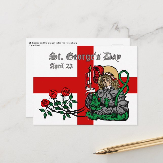 St. George's Day Postcard (Nürnberger Version) Postkarte (Vorderseite/Rückseite Beispiel)