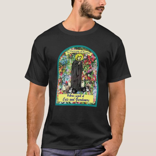 St. Gertrude Schutzheilige der Katzen Große Nivell T-Shirt (Vorderseite)