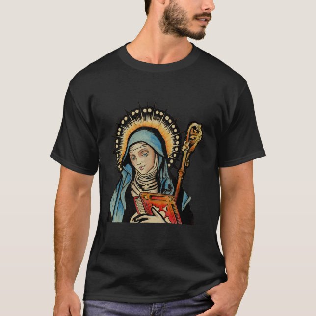 St. Gertrude Schutzheilige der Katzen Große Nivell T-Shirt (Vorderseite)