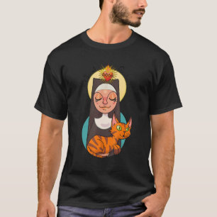 St Gertrude Schutzheilige der Katzen Große Nivelle T-Shirt