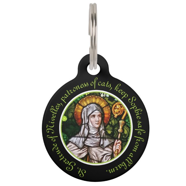 St. Gertrude von Nivelles Personalisiert Haustiermarke (Vorderseite)