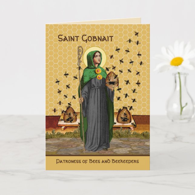 St. Gobnait von Ballyvourney (SAE 003) Gruß Karte (Kleine Pflanze)