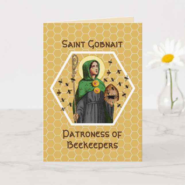 St. Gobnait von Ballyvourney (SAE 003) Gruß Karte (Kleine Pflanze)