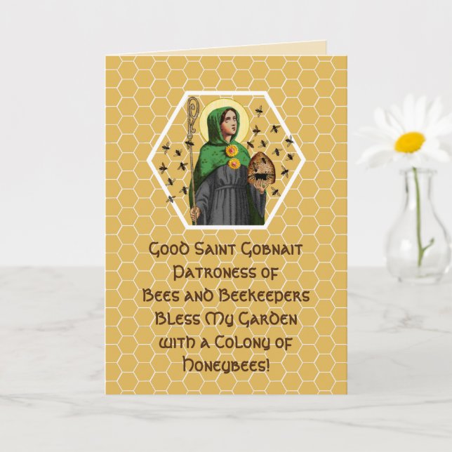 St. Gobnait von Ballyvourney (SAE 003) Grußwagen Karte (Kleine Pflanze)