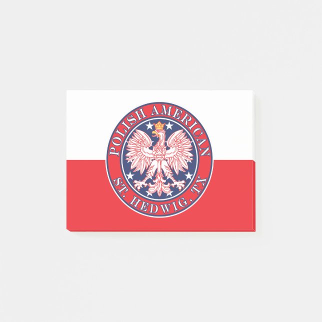 St. Hedwig Texas Polnischer Adler Post-it Klebezettel (Vorderseite)