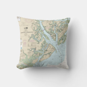St Helena Sound to Savannah River Seekarte Kissen