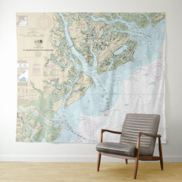 St Helena Sound to Savannah River Seekarte Wandteppich