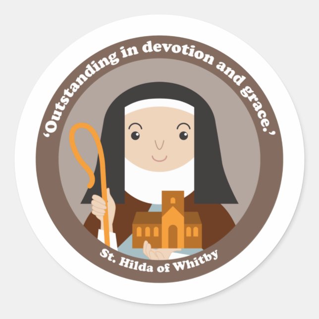 St. Hilda von Whitby Runder Aufkleber (Vorderseite)