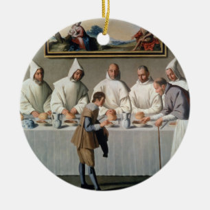 St. Hugh von Cluny (1024-1109) im Refektorium von Keramik Ornament