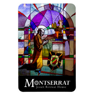 St.-Ignatius-Hartglas mit Montserrat-Logo Magnet