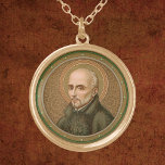 St. Ignatius Loyola (BK 050) Vergoldete Kette<br><div class="desc">Der spanische Baskenadler und Soldat wurde Priester und Theologe, St. Ignatius Loyola (1491-1556) war Gründer und erster Obergeneralgin der Gesellschaft Jesu (Jesuiten). In dieser Schlucht ist der heilige Ignatius im Jesuitenstil verkleidet. Er trägt einen einfachen schwarzen Cassock, der vermutlich an der Taille umhüllt und zerkleinert wird, ohne die Vorderseite zu...</div>