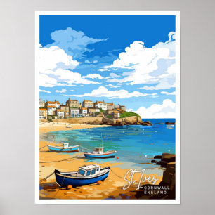St Ives Cornwall England Reiseillustrierung Poster