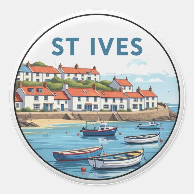 St. Ives Cornwall England Travel Runder Aufkleber (Vorderseite)