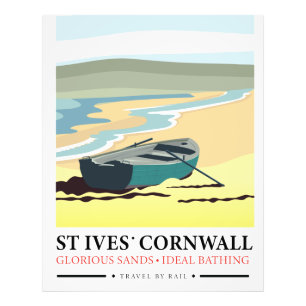 St Ives Cornwall nautisches Reiseplakat. Fotodruck